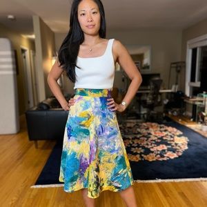 NWT H&M watercolor brushstrokes midi jacquard skirt